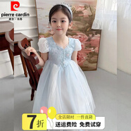 皮爾卡丹（pierre cardin）童裝艾莎公主裙女童2025夏季短袖愛沙連衣裙子兒童elsa生日禮服裙 藍色 100 尺碼2~3歲【 90-100cm】