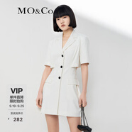 MO&Co.夏露背高腰休閑西裝裙短袖連衣短裙小黑裙女摩安珂 本白色 S 160