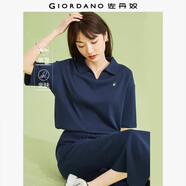 佐丹奴親膚透氣POLO衫女夏季純棉熊貓刺繡翻領短袖上衣女05315395