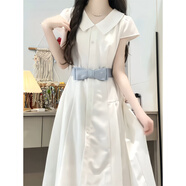 棉致法式巨好看襯衫連衣裙女夏季2025新款小個(gè)子氣質(zhì)掐腰顯瘦長(cháng)裙子 白色襯衫連衣裙 XL 建議120-135斤