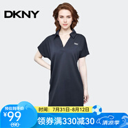 唐可娜兒（DKNY）【京東奧萊】新款夏季連衣裙女短袖中長裙寬松顯瘦休閑百搭寬松DP DP2D4570-001 XS