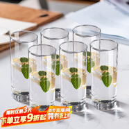 青蘋果耐熱水杯290ml6只 無鉛玻璃杯牛奶杯啤酒杯綠茶杯多功能杯套裝