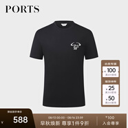 PORTS寶姿男裝夏季牛氣沖天休閑時(shí)尚圓領(lǐng)短袖T恤男MM8N130MCC039 黑色 S