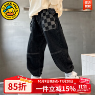 G.DUCKKIDS男童加絨褲子秋冬兒童牛仔褲加厚保暖中大童運動(dòng)褲百搭男孩長(cháng)褲春 黑色613款-春秋款 160碼 建議身高145-155cm左右
