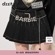 DZZIT明星同款牛仔裙春秋新款辣妹風(fēng)百褶半裙白色 黑色 （預計7/25前發(fā)貨） M