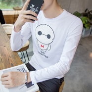 七匹狼狼影男士純棉長(cháng)袖t恤上衣服男裝打底衫潮流秋季內搭加絨秋衣潮牌體桖 卡通人白色 M
