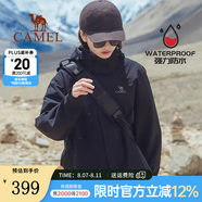 駱駝沖鋒衣冬季三合一可拆卸防水防風(fēng)加絨登山服男士外套 黑色，男款女穿 XL