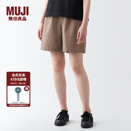 無(wú)印良品（MUJI）女式 水洗 平紋 短褲女夏 褲子 休閑短褲 多巴胺純棉全棉BEC27A3S 淺灰棕色 S 155/62A