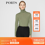 PORTS寶姿商場同款 秋季女裝簡約高領羊毛套頭針織衫LA9K455JKW001 煙欖綠 S