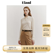 ELAND衣戀小奶羔毛衣女POLO領(lǐng)短款絞花含綿羊毛2024早春新款 象牙白/白色(39)Ivory S 160