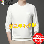 啄木鳥(niǎo)長(cháng)袖t恤男士純棉圓領(lǐng)衛衣春秋新款潮流套頭體恤打底衫秋裝上衣服T 8808白色 M 165