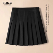 GCRZW輕奢超火百褶裙短裙女春秋2025新款高腰學(xué)院風(fēng)裙子灰色a字半身裙 毛呢-黑色 【高檔氣質(zhì)款】 L /28 建議105-115斤