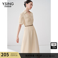 衣香麗影清平紗襯衫連衣裙女初年夏季新款超仙溫柔風(fēng)雪紡裙子 卡其色 S