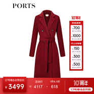 PORTS寶姿秋冬新品女裝長袖短大衣LL9C062LZW042 南瓜紅 L (8)