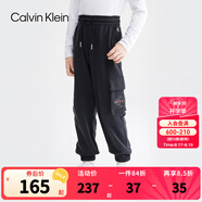 Calvin Klein CK童裝男女童針織長褲新款工裝風側(cè)邊口袋兒童透氣休閑褲 美人黑 150 /63 【建議身高140-152cm】