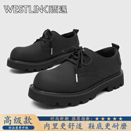 西遇（Westlink）厚底增高鞋子德比鞋男款新款啞光高級(jí)感男士休閑黑色英倫風(fēng)小皮鞋 黑色【高級(jí)款】 單層 42 【關(guān)注店鋪優(yōu)先發(fā)貨】