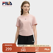 FILA 韓素希同款|斐樂官方女裝針織短袖2025夏新款修身小狐貍刺繡T恤 玫瑰深粉-PK XL 175/92A/XL
