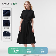 LACOSTE法國鱷魚女裝設計感優(yōu)雅收腰短袖A字裙Polo連衣裙|EF5956 031/黑色 S 36 /160