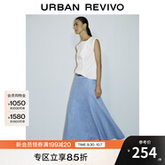UR2025秋季新款女裝休閑復古分割線(xiàn)腰帶牛仔半裙UWM850112 藍色 XL