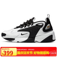 耐克NIKE休閑鞋女老爹鞋緩震ZOOM 2K休閑鞋AO0354-100白黑37.5