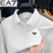 Emporio Armani EA7阿瑪尼長袖t恤男士春秋季新款商務休閑棉體恤中青年Polo衫 A-24545白色 XL 175(適合體重130-150斤)