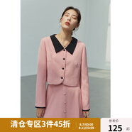 獨(dú)束大碼女裝韓系甜美淑女風(fēng)連衣裙女秋裝微胖mm短款小上衣A字傘裙 上衣 L