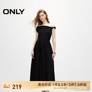 ONLY夏季休閑度假風一字肩輕薄長款連衣裙女|124261010 H1Z 黑色 S (160) 80A