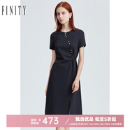 FINITY女裝連衣裙夏季新款藏青色圓領(lǐng)不規(guī)則設(shè)計(jì)感時(shí)尚A字裙 藏青色 M