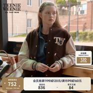 Teenie Weenie小熊女裝色美式高街復古潮酷棒球服短外套毛呢大衣 棕色 S