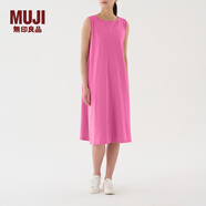 無印良品（MUJI）IDEE 女式 棉天竺 無袖連衣裙 GAC64C3S 長款裙子 多巴胺 玫粉色 均碼