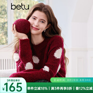 百圖betu女裝2025春季新款毛衣圓領寬松時尚大波點套頭毛衫女2501T02 紅色 M