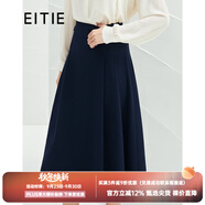 愛特愛（EITIE）春季新款復(fù)古純色高腰顯瘦氣質(zhì)褶皺中長款半身裙A字裙A2206905 暗幽蘭31 2XL 175