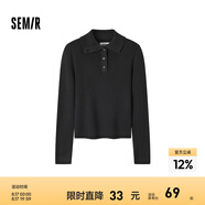 森馬毛衣女短款高領(lǐng)正肩緊身套頭衫休閑風(fēng)冬季顯瘦打底衫簡(jiǎn)約氣質(zhì) 黑色90001 160/84A/M