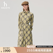HAZZYS哈吉斯女裝 2025春季新款女士通勤格紋襯衫連衣裙女AQWSC0CAC01 卡其色KK 2XL (170/96A 44)