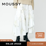 moussy新款甜美花朵印花壓褶荷葉邊半身裙010EA230-7530 013象牙色 S 00001