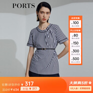 PORTS寶姿 新品女裝上衣SL8N001KCE010 丈青白條紋 M