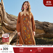 兩三事梵高毛衣連衣裙女2025春季新款女復(fù)古長(zhǎng)款裙子長(zhǎng)袖針織長(zhǎng)裙虛無(wú)星 咖棕色-y L