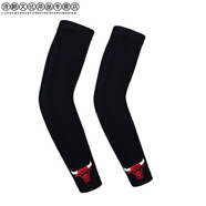 NBA籃球護臂男運動(dòng)護肘防曬緊身護臂護具裝備詹姆斯騎士勇士禮物 黑色公牛護臂一對 L(130-150斤)