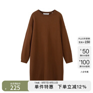 Marc O'Polo /MOP 春季新款厚毛織寬松中長款純棉針織連衣裙女 深焦糖色764 36