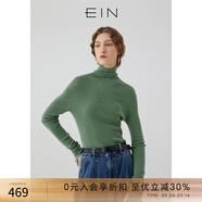 EIN【無(wú)縫針織】EIN言綿羊毛堆堆領(lǐng)修身針織衫打底衫上衣女裝秋款 松石綠 M