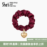 She's茜子發(fā)飾心形發(fā)圈大腸圈頭花頭繩馬尾皮筋綁頭發(fā)繩頭飾中秋禮物女 微醺紅A0（配件升級款）