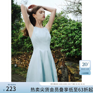 范思藍恩夏季腰精裙氣質(zhì)收腰無(wú)袖背心連衣裙女夏季新款海邊度假顯瘦裙 淺水藍-無(wú)袖 M