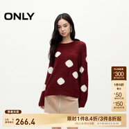 ONLY秋冬甜美百搭休閑波點(diǎn)圓領(lǐng)含羊毛針織衫女|124313032 F15 紅色大麗花 M (165) 84A