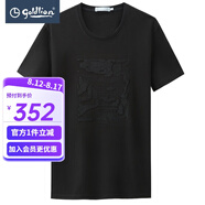 金利來(lái)（Goldlion）男裝印花純棉圓領(lǐng)短袖t恤男士款夏季透氣時(shí)尚休閑體恤衫 黑色-99 S