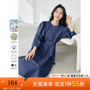 梵希蔓綠色法式超好看連衣裙女2025年春新款氣質(zhì)高級感收腰長(cháng)裙子 M5616 藏青色 L