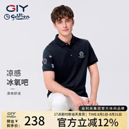 G|Y goldlion金利來GY 短袖polo衫男春夏新款袖口印花耐磨休閑翻領(lǐng)衣服半袖t恤 藏藍(lán)色 2XL