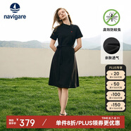 Navigare意大利小帆船女士短袖Polo裙休閑連衣裙2322874503 暗夜黑 XL 