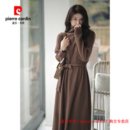 皮爾卡丹（pierre cardin）品牌高檔輕奢配大衣2025秋裝赫本風(fēng)法式毛衣裙內搭打底針織連衣裙 品牌高端新品-棕色 L