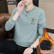 JEEP SPIRIT男士衛(wèi)衣春秋款2025秋季新款上衣刺繡秋衣潮流男裝衣服長(zhǎng)袖T恤男 1155-N字 淺綠色 加絨 4XL 【建議165-180斤】