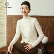帕什【25新款新色】羊絨衫女半高領(lǐng)100山羊絨秋冬厚款針織毛衣女PS-06 本白 M (90-105斤)
